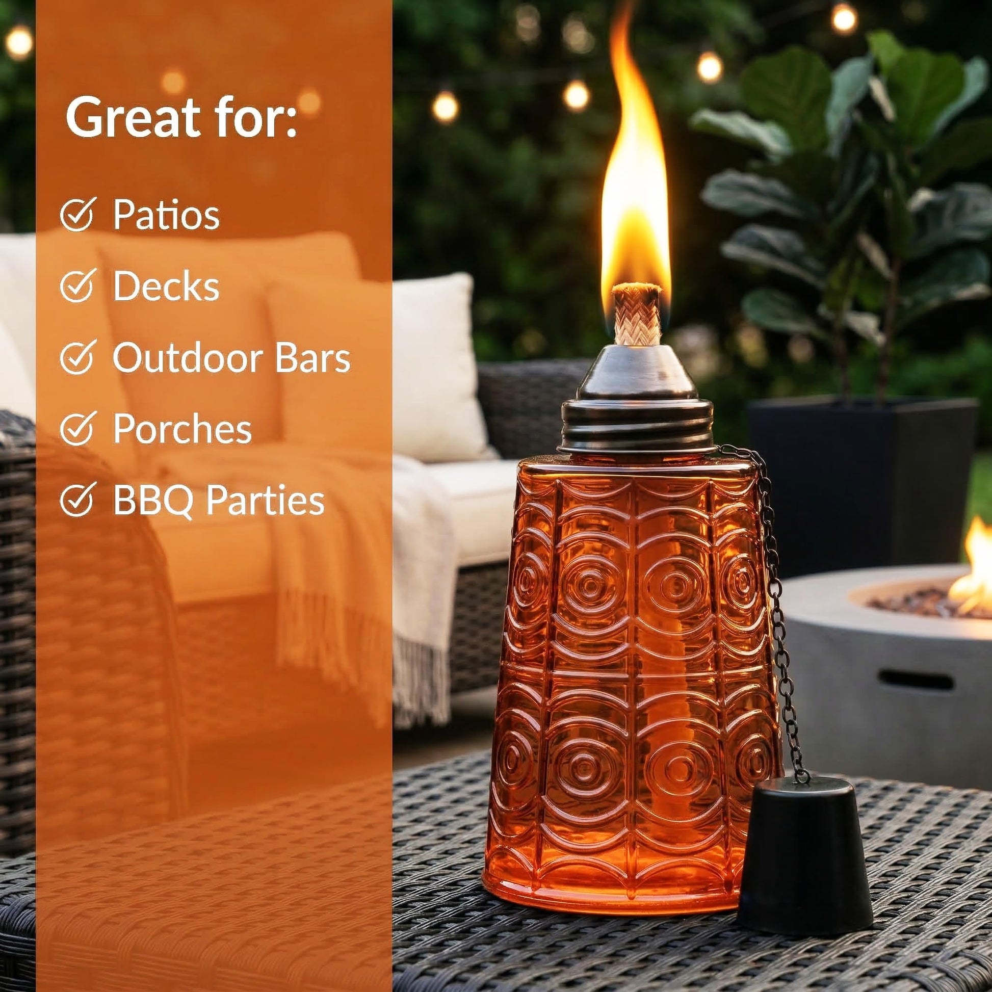 Citronella Table Top Torches for Outdoor Patio, 16oz Decorative Glass Torch Citronella Candles for Outside Deck, Garden, Parties, Set of 3, Blue/Amber/Green - Blue/Amber/Green - PT03