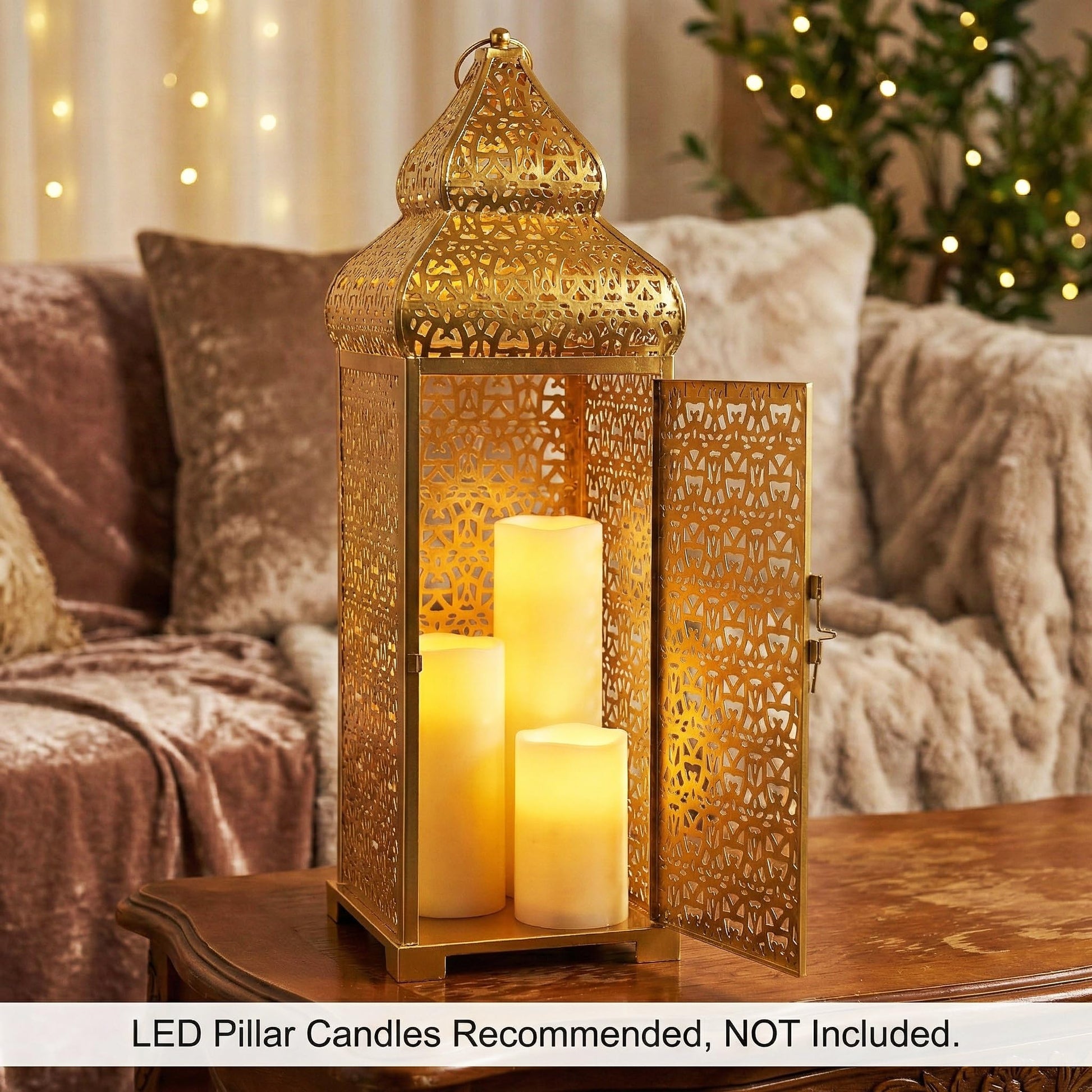 Temple Moroccan Lantern Lamp Decorative Candle Holders - Gold 22" - PT02