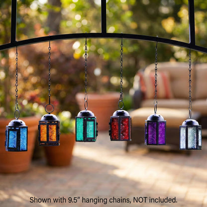Mini Moroccan Tea Light Candle Holder Lanterns – 4.25" Small Decorative Lantern for Table or Hanging, Metal with Glass Panels – Ramadan, Wedding, Home Decor, As - Assorted Colors 6 - PT03