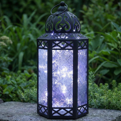 Metal Moroccan Decorative LED Fairy Lights Candle Lantern Holders for Indoor Home Fantasy Decor, Table Centerpieces, Outdoor Patio or Porch, Weddings, Medium - Clear Large - MAIN