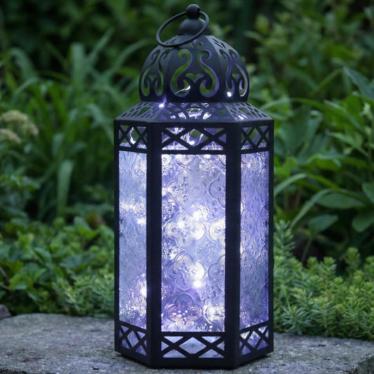 Metal Moroccan Decorative LED Fairy Lights Candle Lantern Holders for Indoor Home Fantasy Decor, Table Centerpieces, Outdoor Patio or Porch, Weddings, Medium - Clear Large - MAIN
