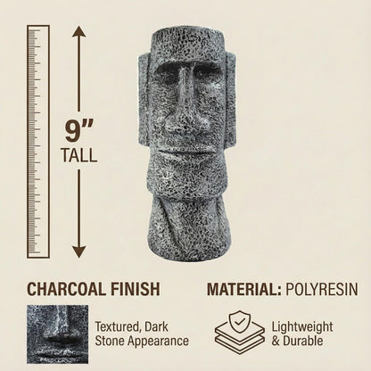 9" Tall Easter Island Moai Head Monolith Sculpture/Statue, Medium - Moai Monolith Medium - 9" - PT04