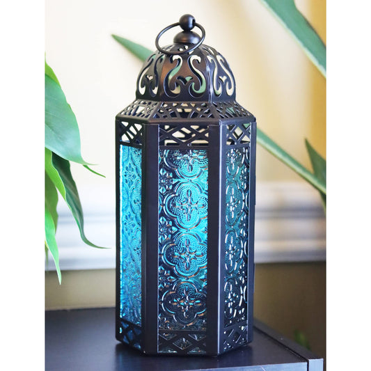 6pk Decorative Moroccan Candle Lantern Holder for Home Decor, Patio, Weddings, Assorted Colors, Medium - Assorted Medium - PT01