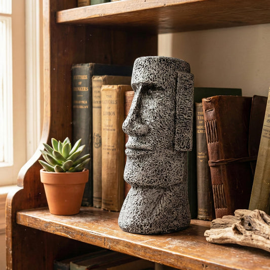9" Tall Easter Island Moai Head Monolith Sculpture/Statue, Medium - Moai Monolith Medium - 9" - PT01