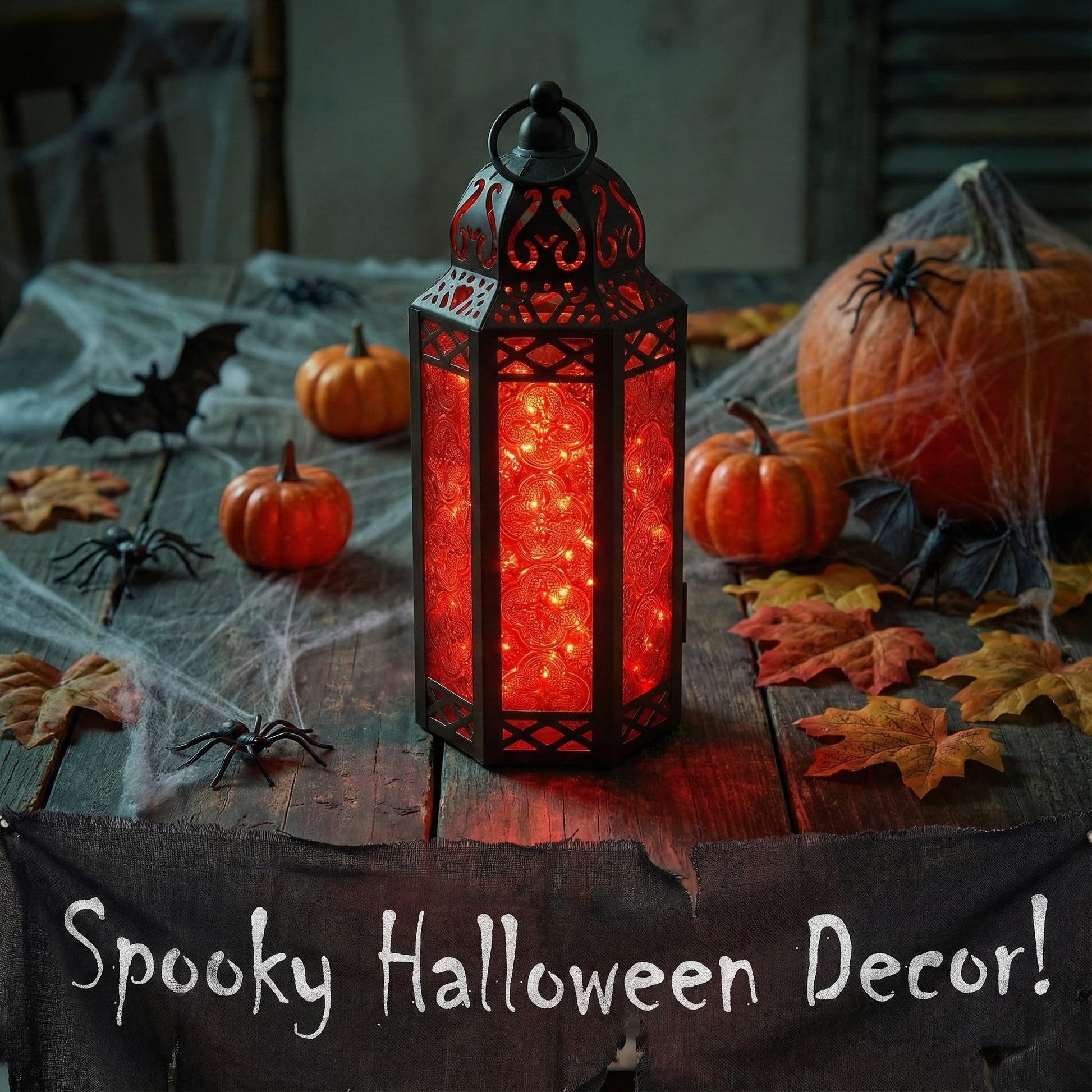 Metal Moroccan Decorative LED Fairy Lights Candle Lantern Holders for Indoor Home Fantasy Decor, Table Centerpieces, Outdoor Patio or Porch, Weddings, Medium - Red Medium - PT08