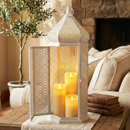Tower Temple Moroccan Lantern Lamp Decorative Candle Holders - White Extra Large - PT02