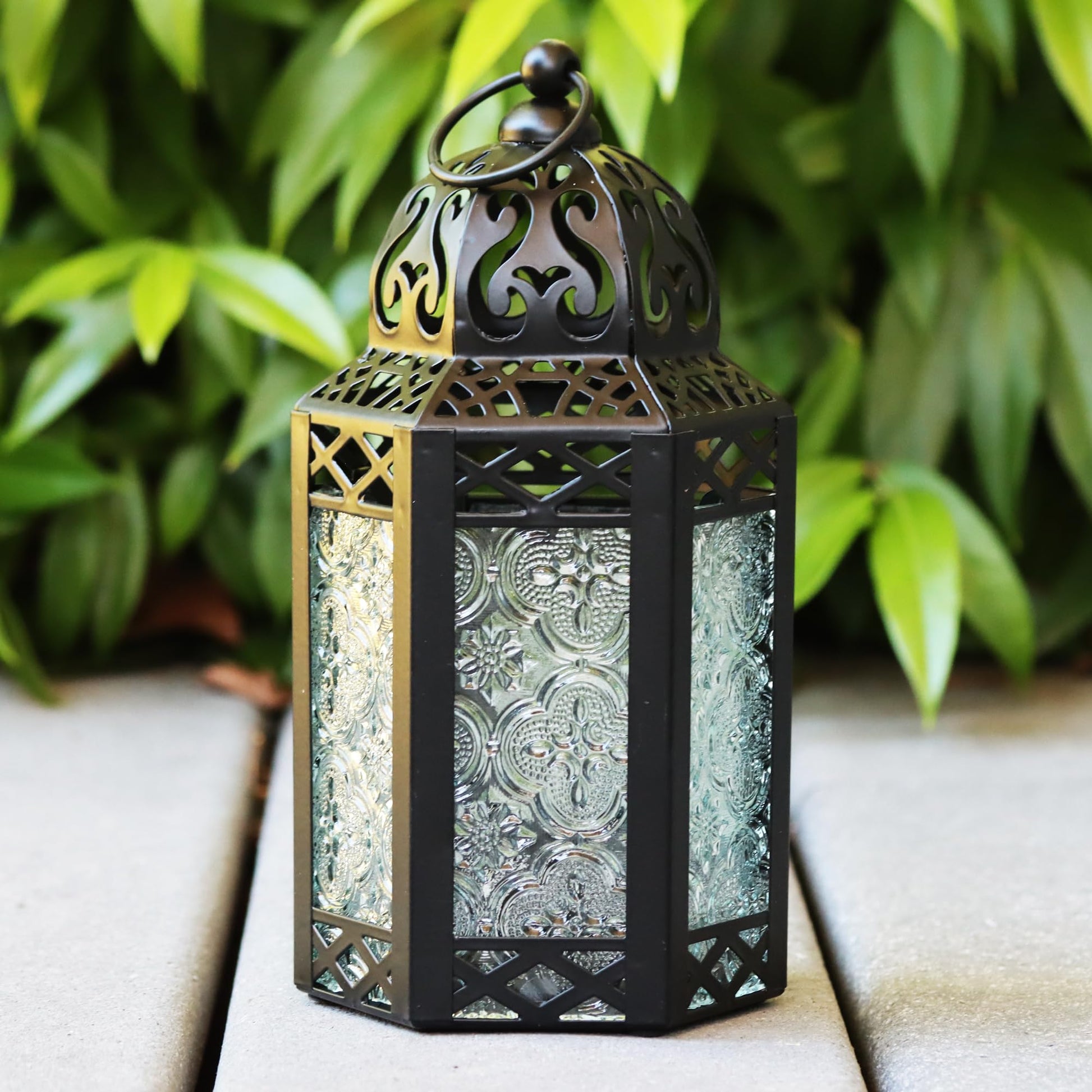 Set of 3 Clear Glass & Black Metal Moroccan Candle Lantern Holders (XL, Large, Small) - Decorative Indoor/Outdoor Decor for Patio, Floor, Weddings & Ramadan - Clear XL-LAR-SM - PT06