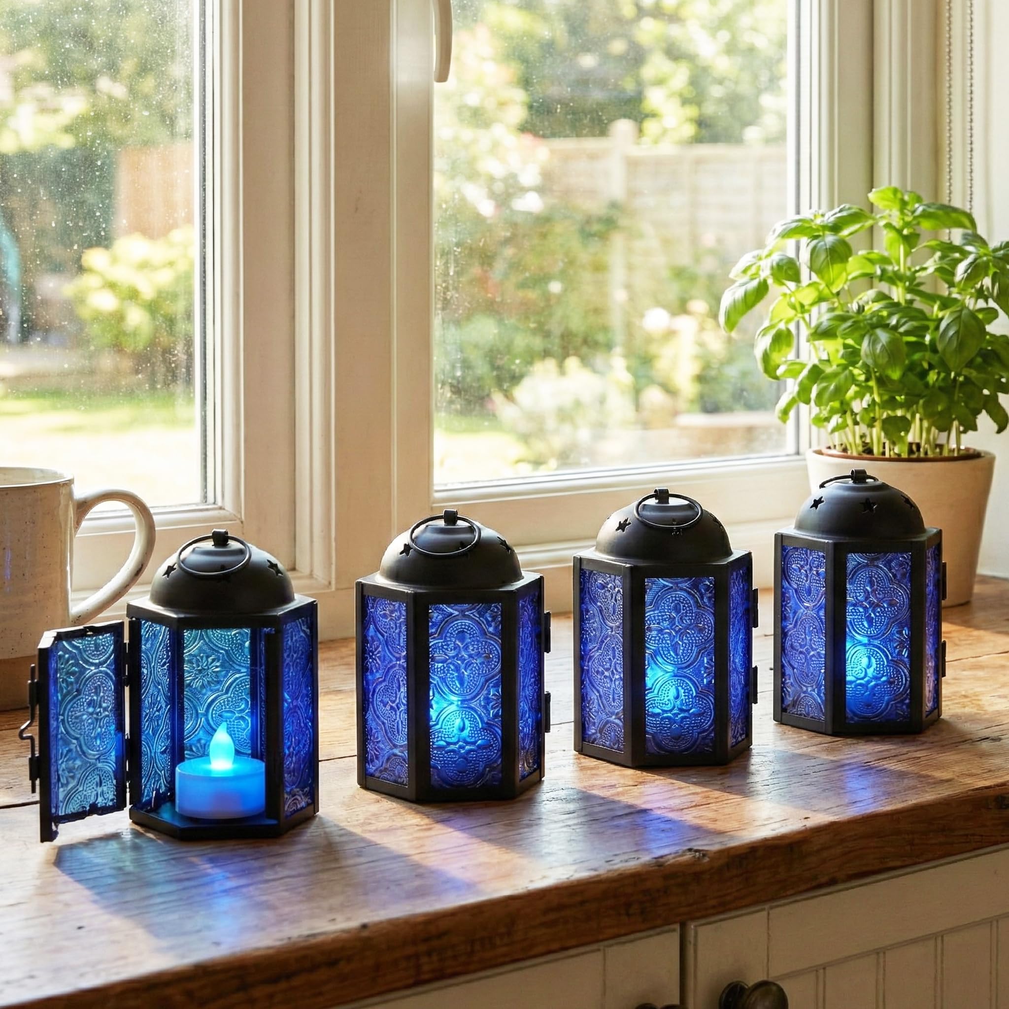 Mini Moroccan Tealight Candle Lantern, Cobalt | Case of 18 | Bulk