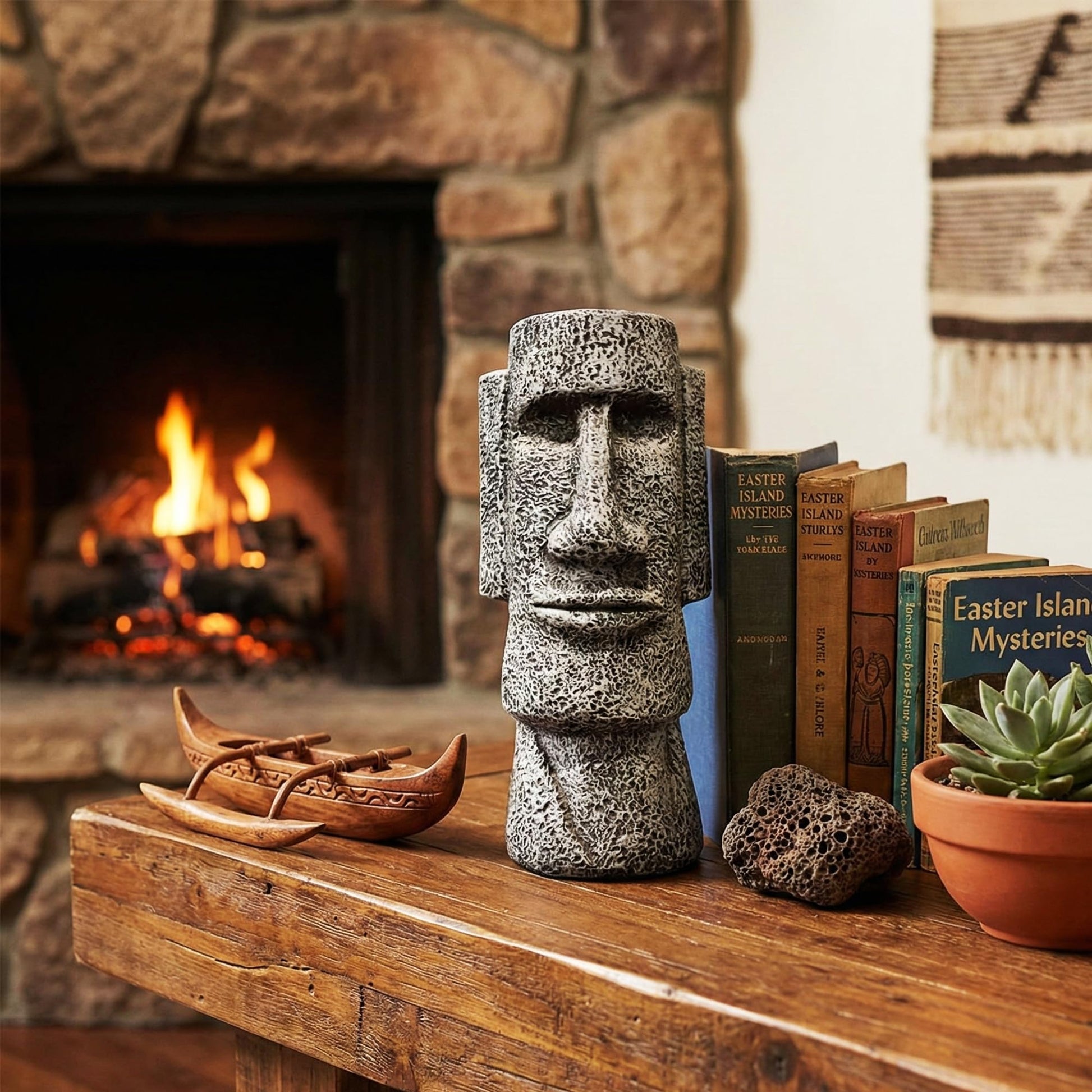 9" Tall Easter Island Moai Head Monolith Sculpture/Statue, Medium - Moai Monolith Medium - 9" - PT02