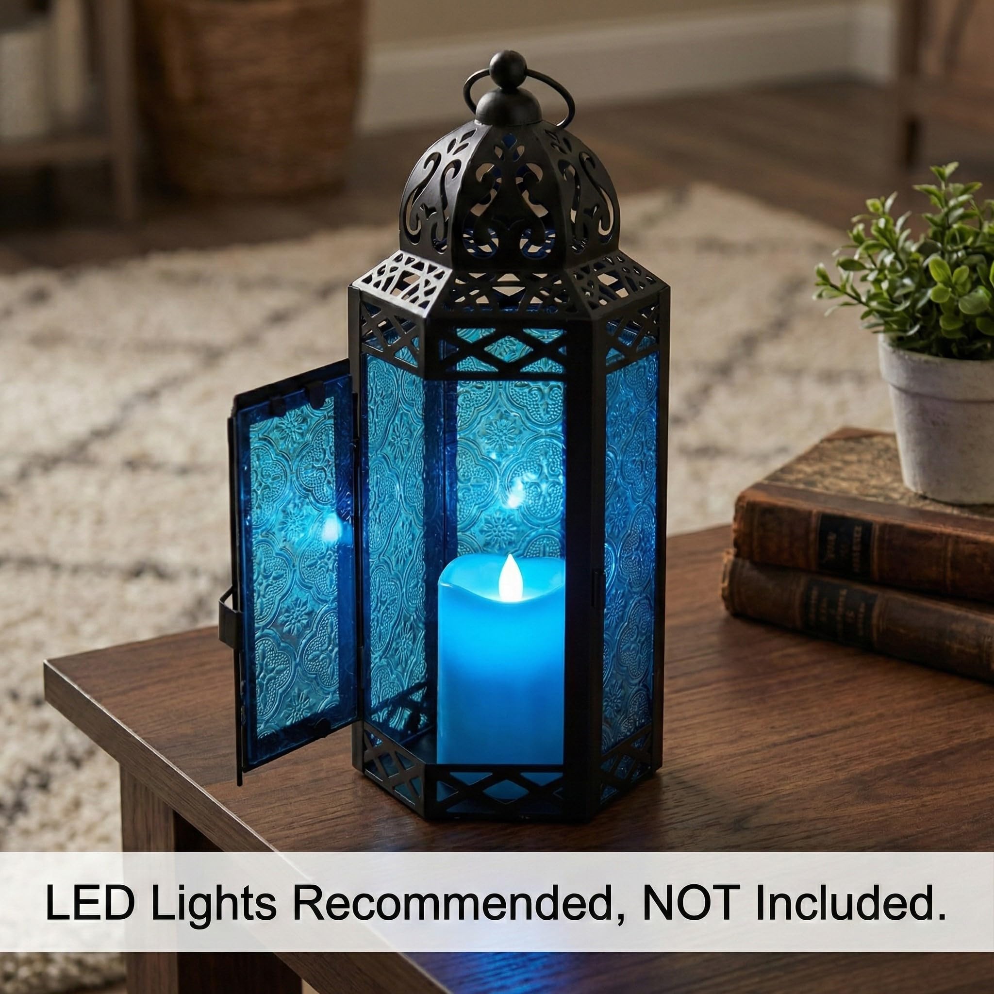 Blue Moroccan Candle Lantern, Medium | Case of 24 | Wholesale