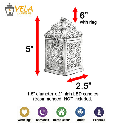 Mini Golden Tower Temple Moroccan Lantern Lamp Decorative Candle Holders for Ramadan Decorations, Hanging, Outdoor Patio or Porch, Indoor Home Decor, Set of 4 - Black Mini - PT05