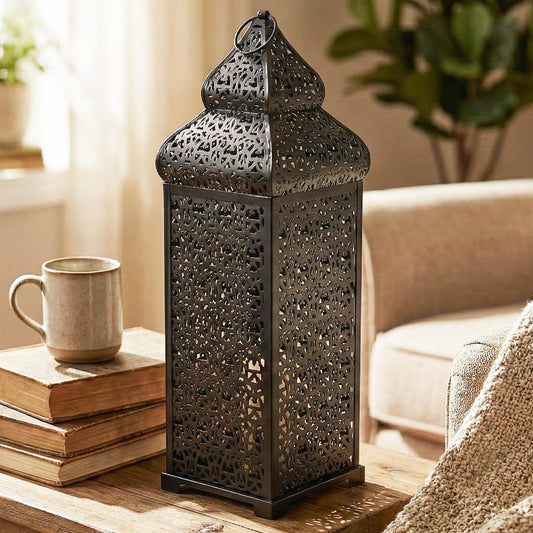 Temple Moroccan Lantern Lamp Decorative Candle Holders - Black 22" - PT01