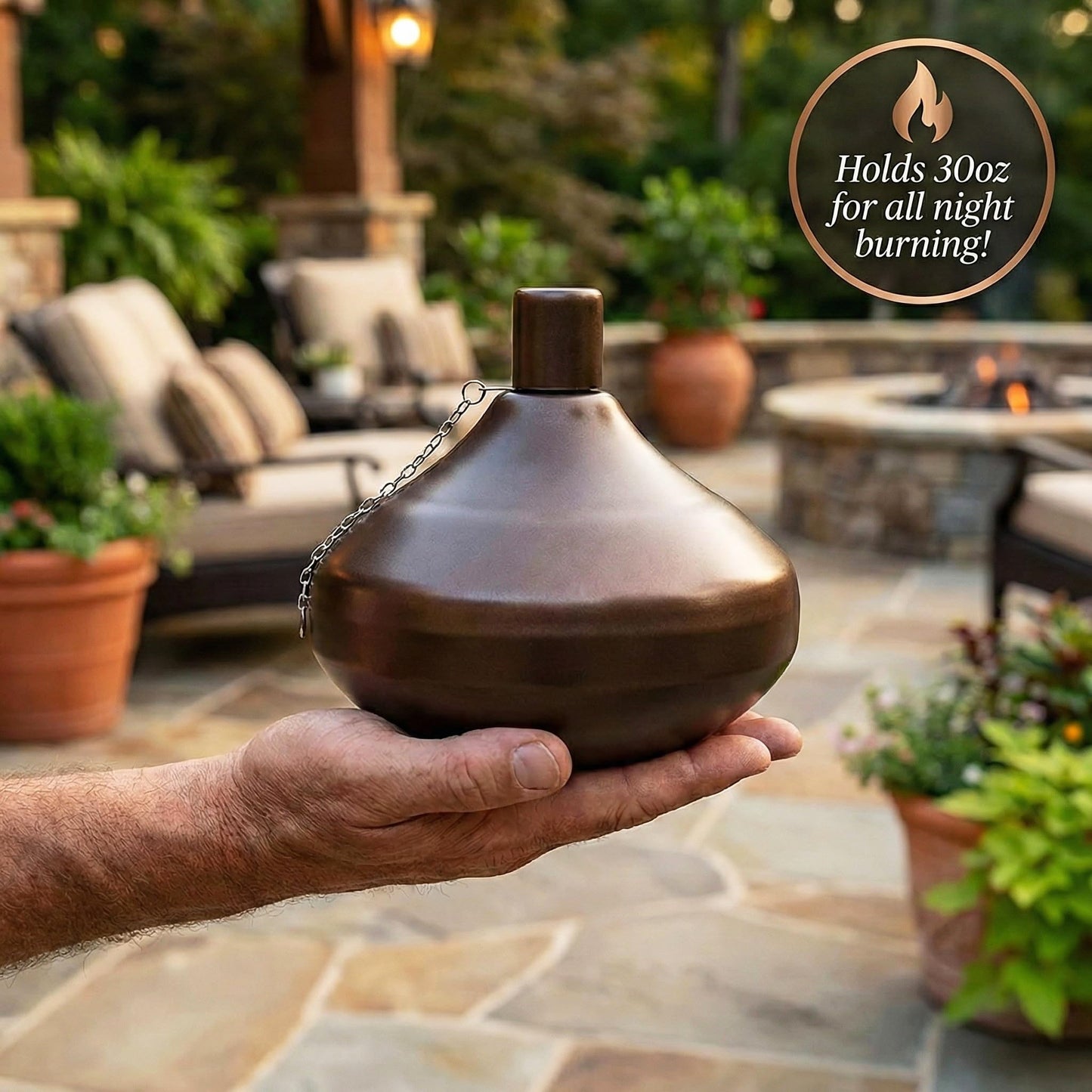 Citronella Torch Candles for Outdoor Patio and Deck - 30oz Large Table Top Stainless Steel Metal Burner Torches for Outside, Bronze Finish, Set of 4 - Bronze Finish 4 Count - PT03
