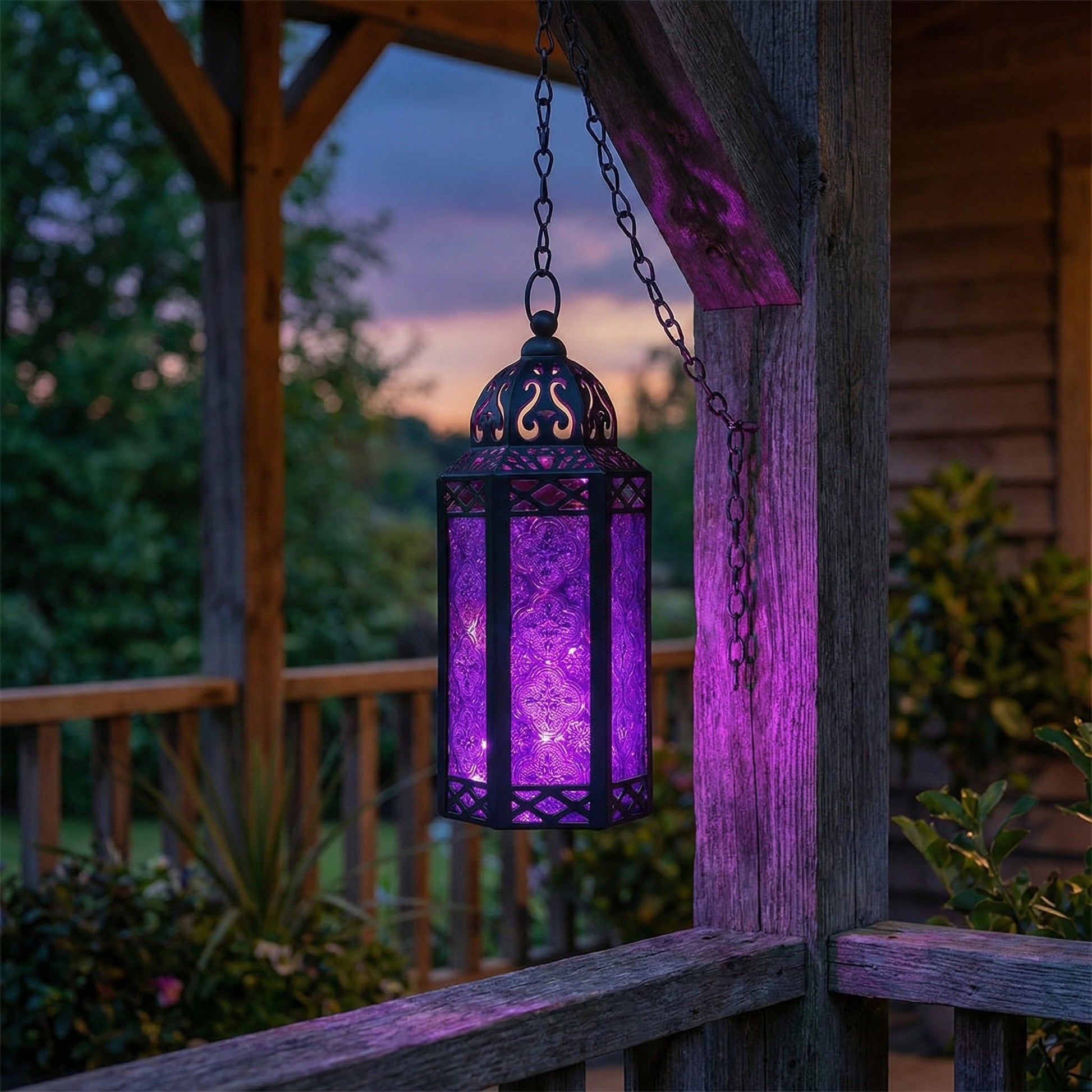Metal Moroccan Decorative LED Fairy Lights Candle Lantern Holders for Indoor Home Fantasy Decor, Table Centerpieces, Outdoor Patio or Porch, Weddings, Medium - Purple Medium - PT06