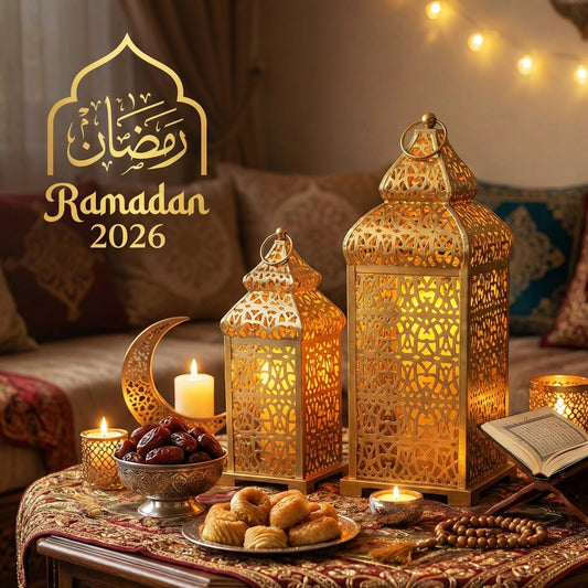 Golden Temple Moroccan Lantern Lamp Decorative Candle Holders for Ramadan Decorations, Hanging, Outdoor Patio or Porch, Indoor Home Decor, Gold, Set of 2 (11" a - Gold 11" and 15" - PT01
