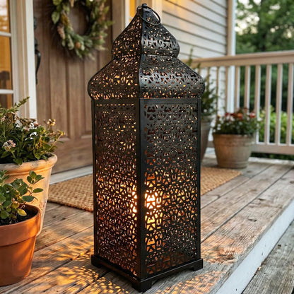 Temple Moroccan Lantern Lamp Decorative Candle Holders - Black 22" - MAIN