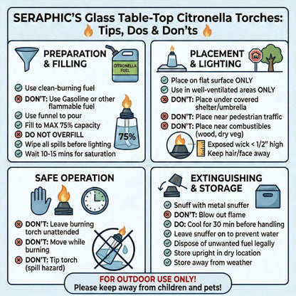 Citronella Table Top Torches for Outdoor Patio, 16oz Decorative Glass Torch Citronella Candles for Outside Deck, Garden, Parties, Set of 3, Sunset Orange - Sunset - PT08