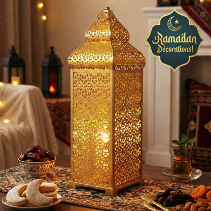 Temple Moroccan Lantern Lamp Decorative Candle Holders - Gold 22" - PT03