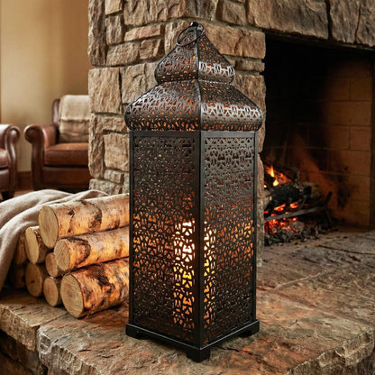 Temple Moroccan Lantern Lamp Decorative Candle Holders - Black 22" - PT07
