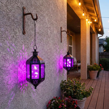 Hanging Moroccan Decorative Candle Lantern Holders for Outdoor Décor - Royal Purple Hanging - PT08