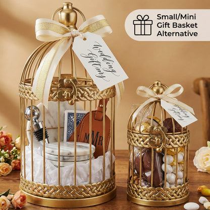 Bird Cage Decor Candle Holder Lantern Decorative Wedding Table Centerpiece Decorations, Gold, Set of 4 - Gold Large and Small - PT05