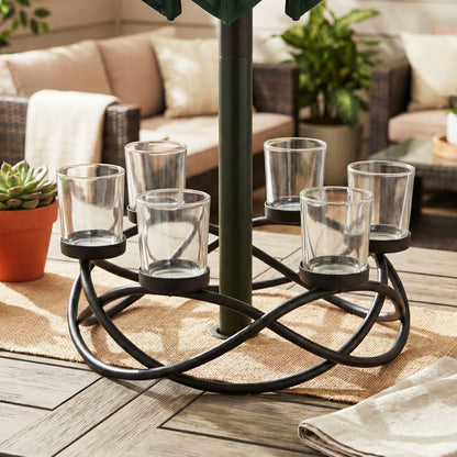 6-Cup Round Candle Holder Table Centerpiece, Clear Cups