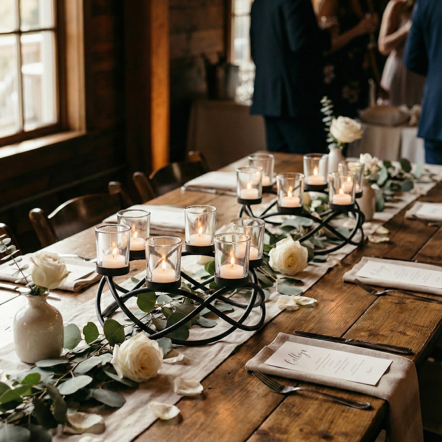 6-Cup Round Candle Holder Table Centerpiece, Clear Cups