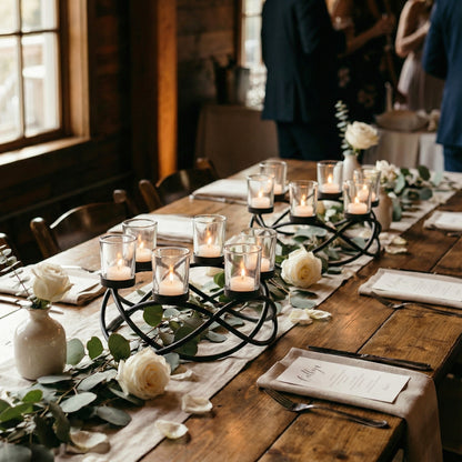 6-Cup Round Candle Holder Table Centerpiece, Clear Cups