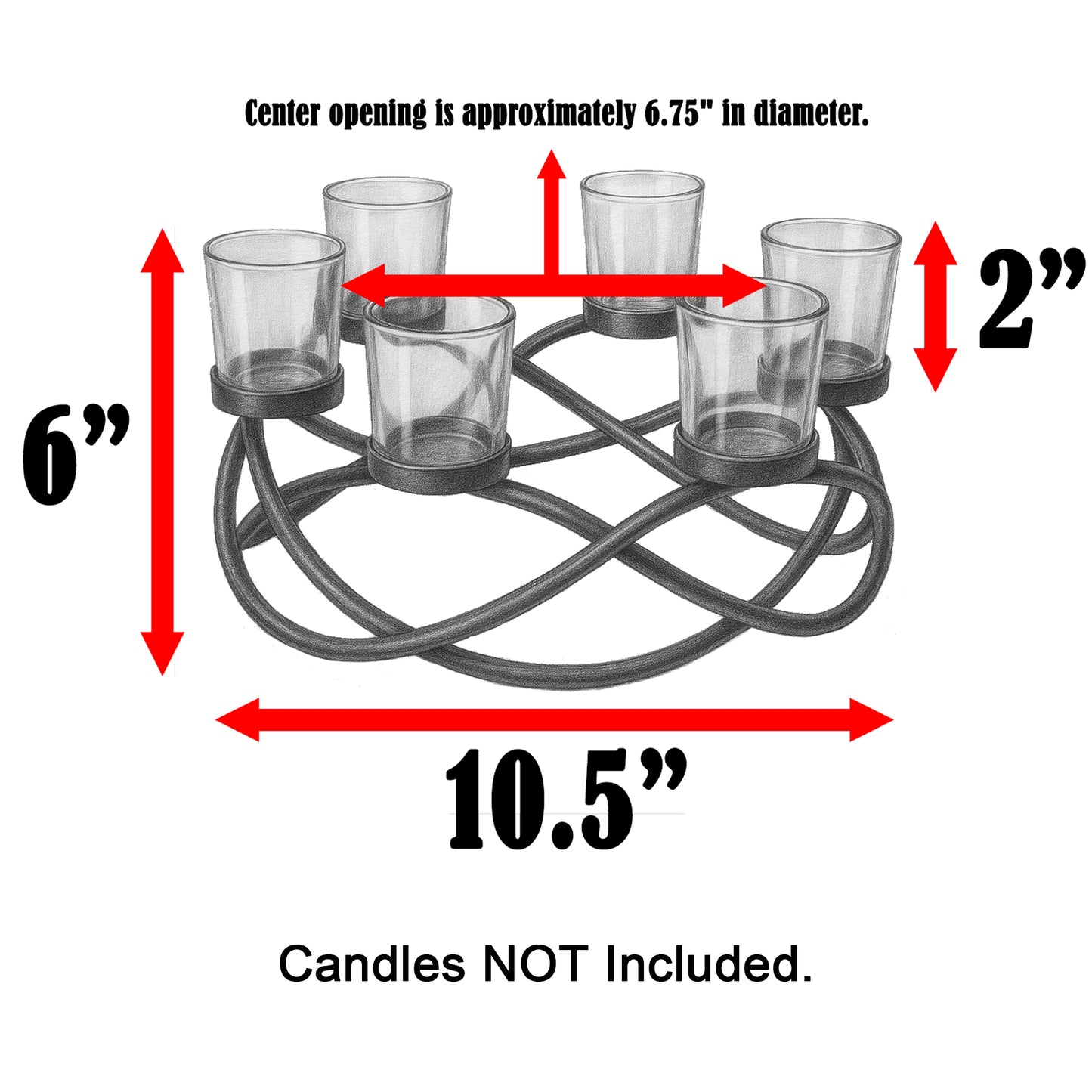 6-Cup Round Candle Holder Table Centerpiece, Clear Cups