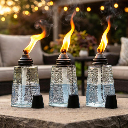 3pc Citronella Table Top Torches, Clear