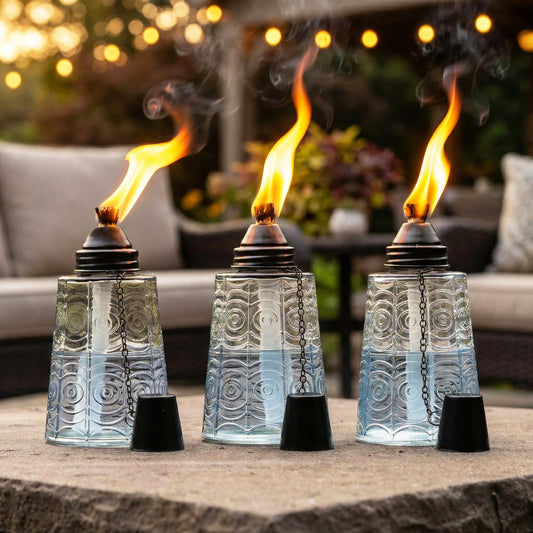 3pc Citronella Table Top Torches, Clear