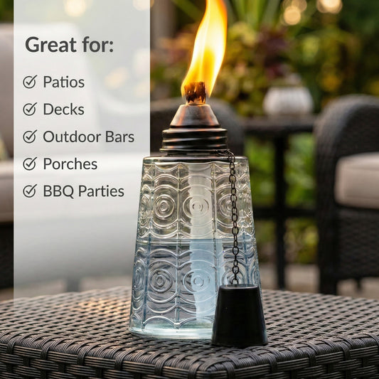 3pc Citronella Table Top Torches, Clear