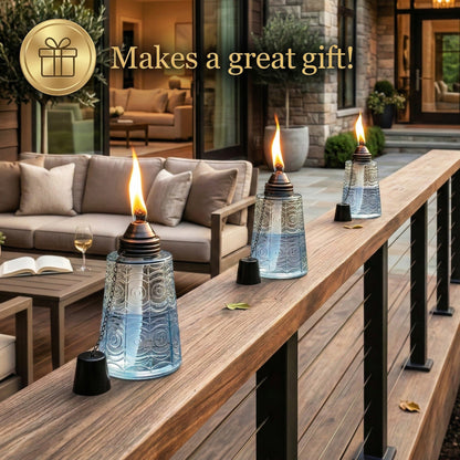 3pc Citronella Table Top Torches, Clear