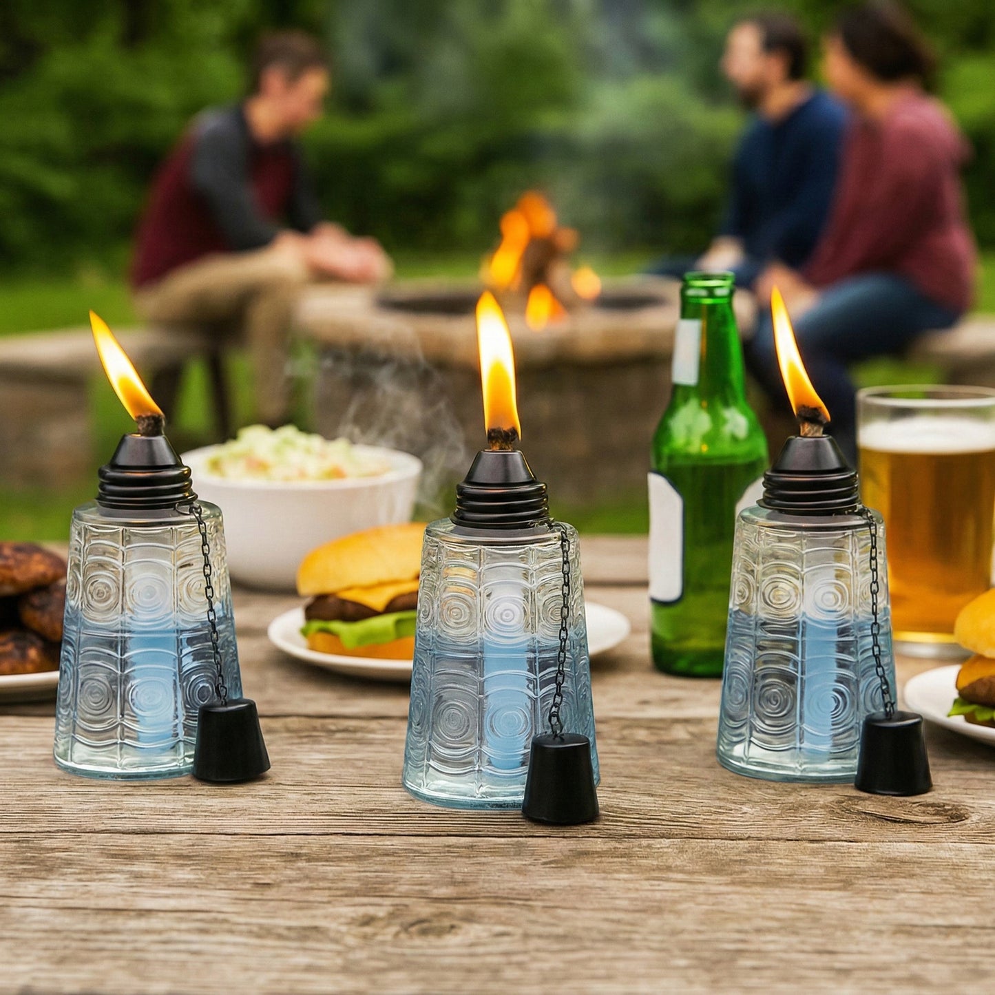 3pc Citronella Table Top Torches, Clear