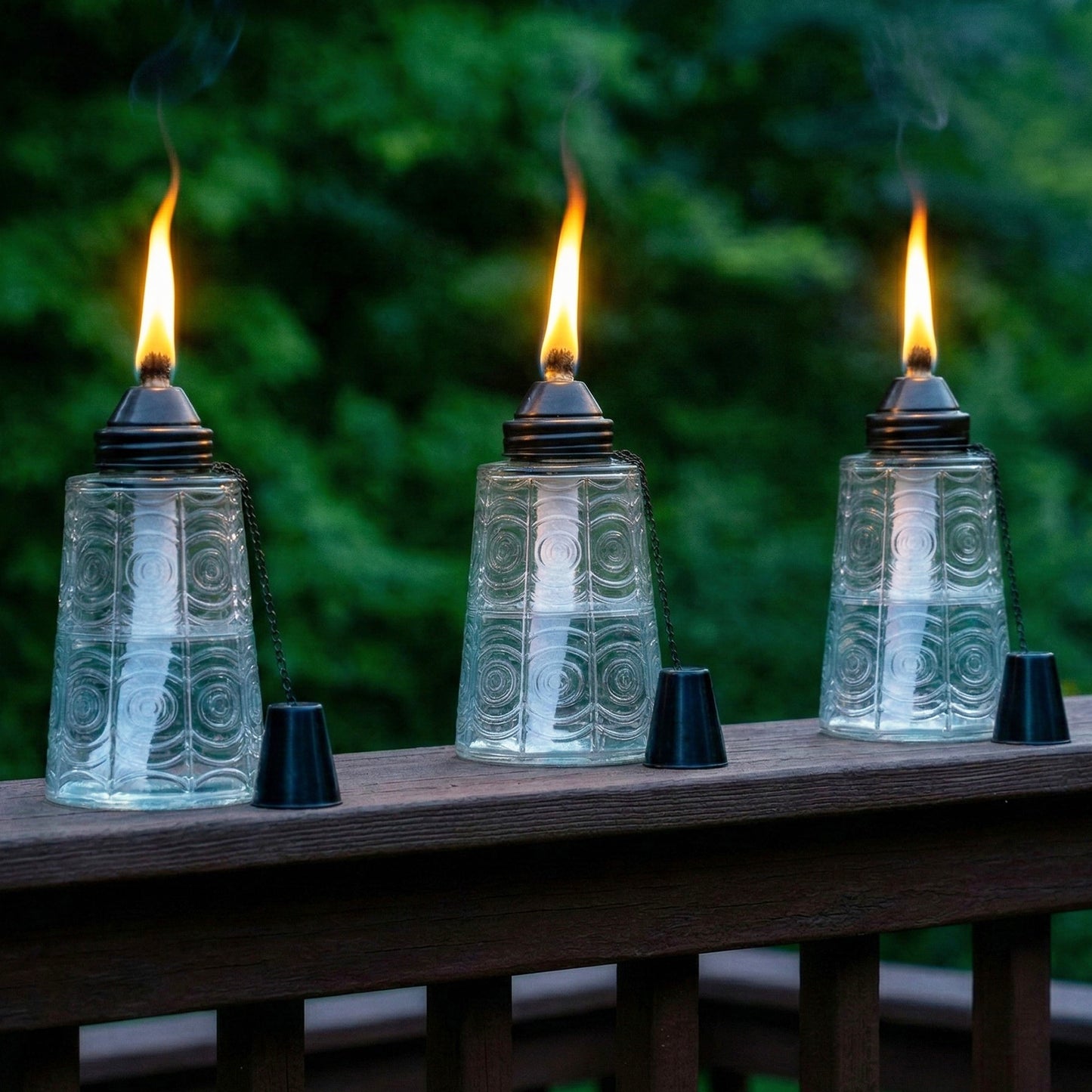 3pc Citronella Table Top Torches, Clear