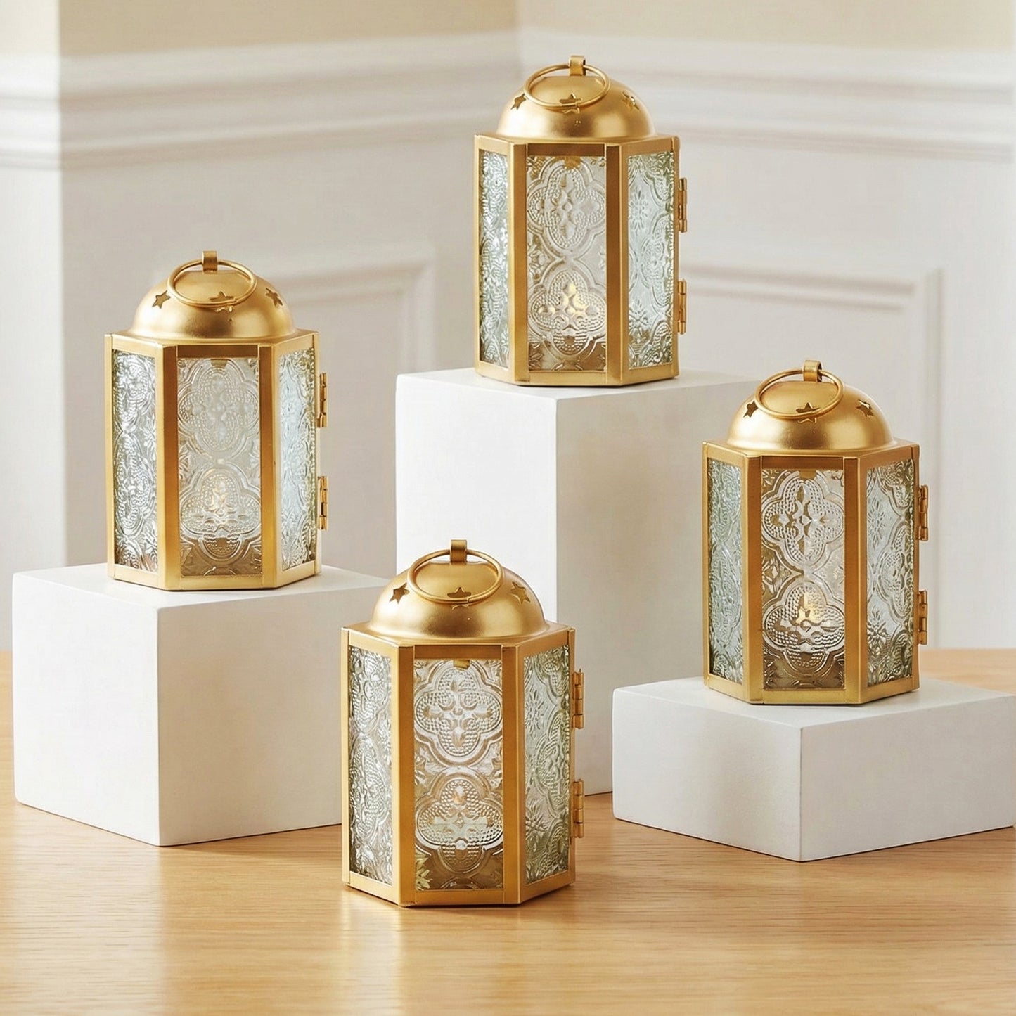 Mini Moroccan Tealight Candle Lantern, Gold