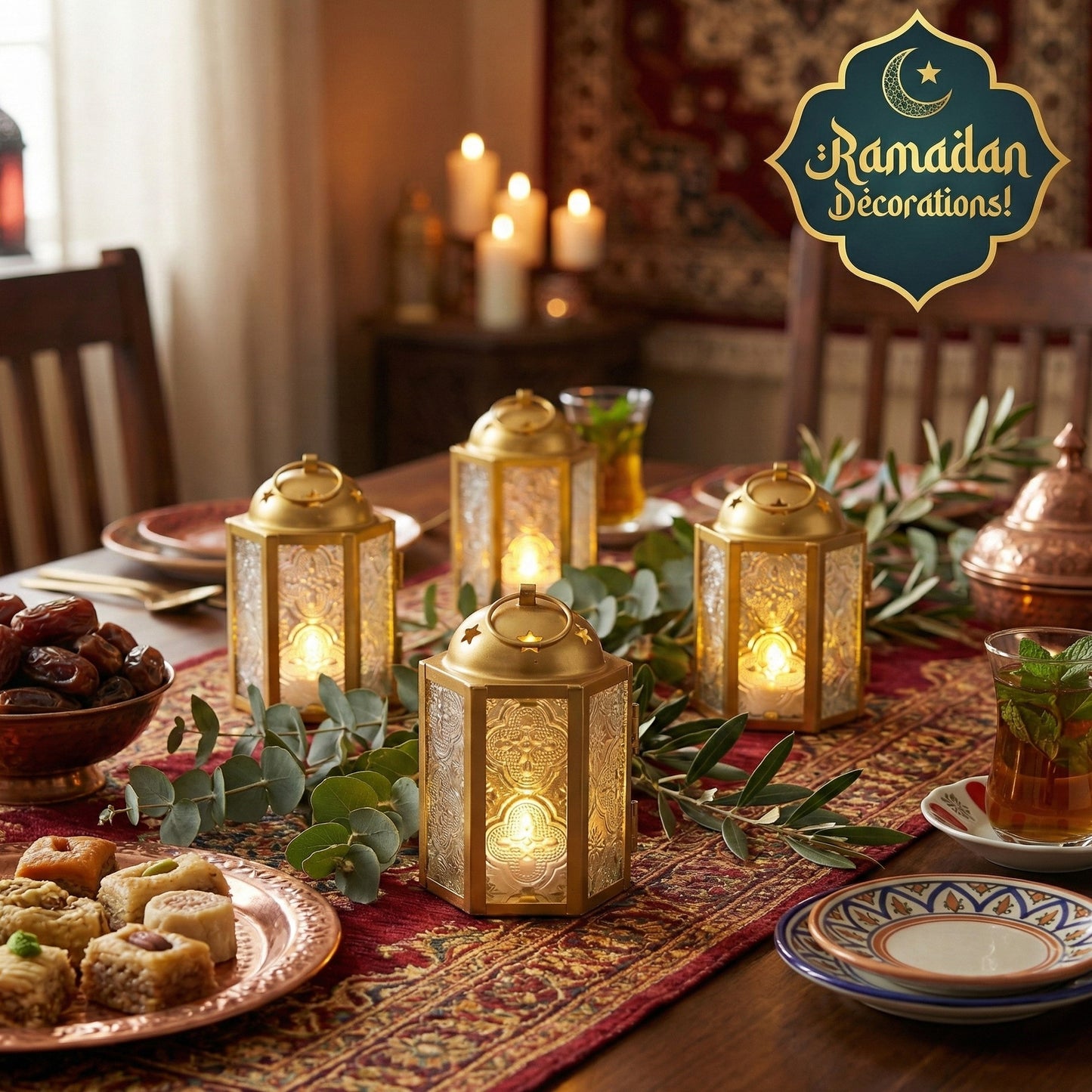 Mini Moroccan Tealight Candle Lantern, Gold