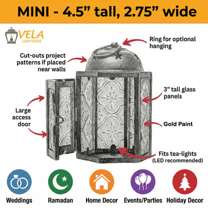 Mini Moroccan Tealight Candle Lantern, Gold