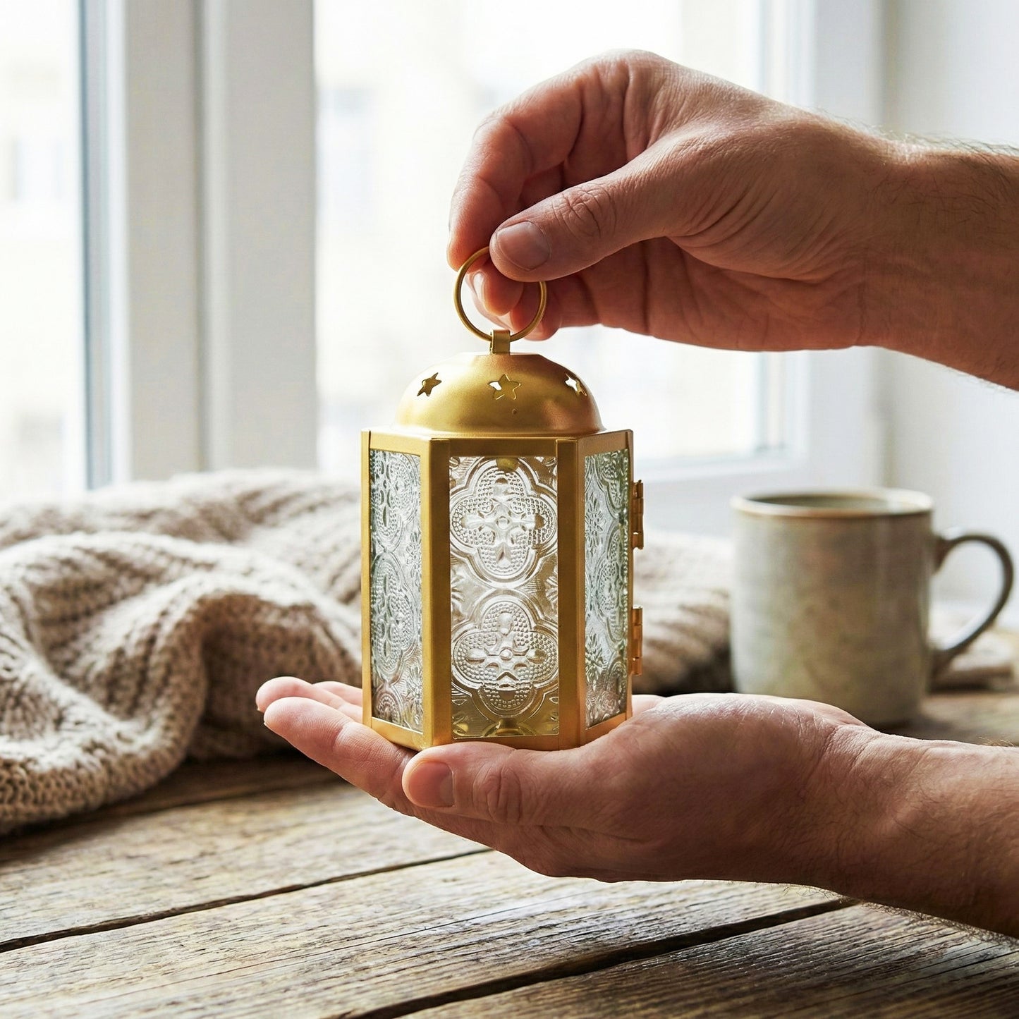 Mini Moroccan Tealight Candle Lantern, Gold