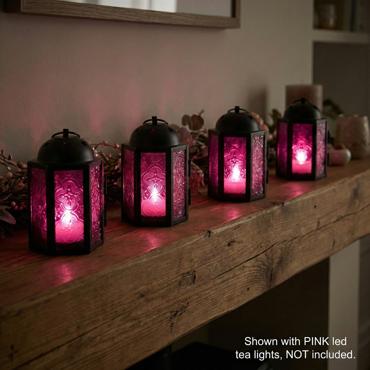 Mini Moroccan Tealight Candle Lantern, Pink