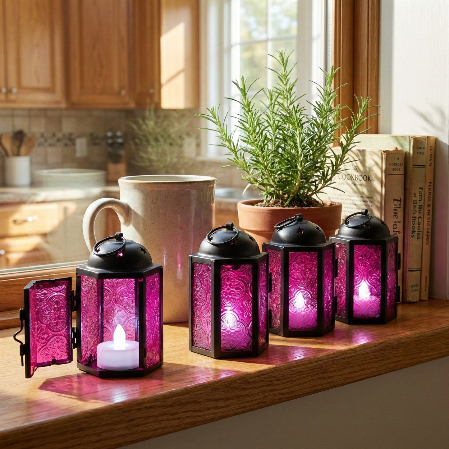 Mini Moroccan Tealight Candle Lantern, Pink