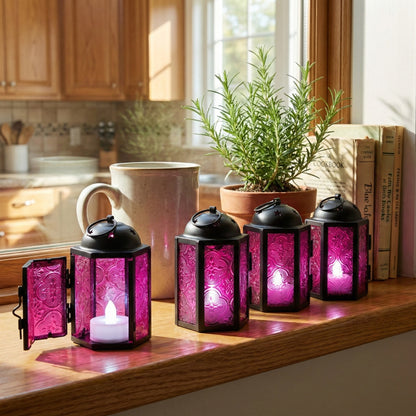Mini Moroccan Tealight Candle Lantern, Pink