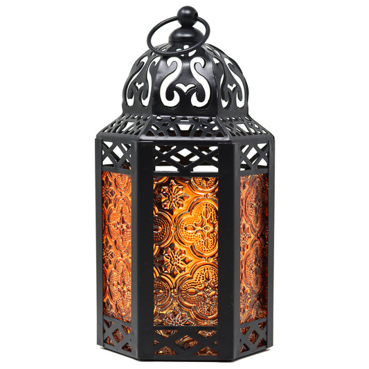 Amber Moroccan Candle Lantern, Small