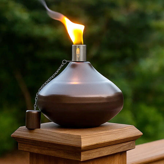 2pc Metal Table Top Citronella Torch, Bronze