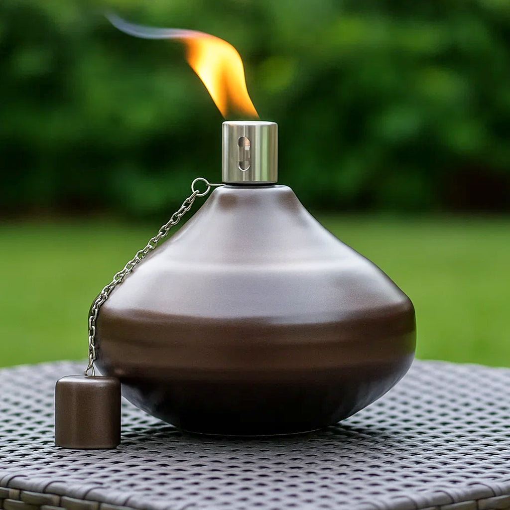2pc Metal Table Top Citronella Torch, Bronze