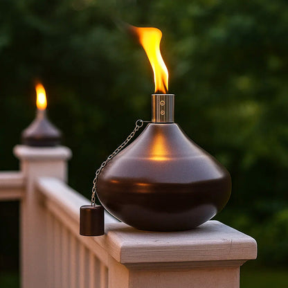 2pc Metal Table Top Citronella Torch, Bronze