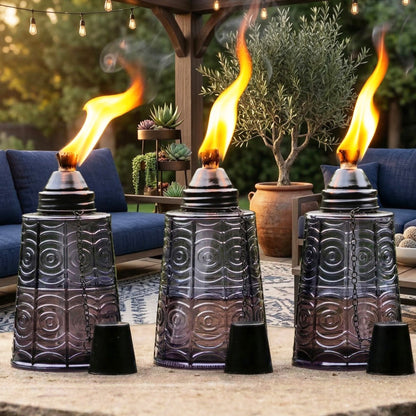 3pc Citronella Table Top Torches, Black