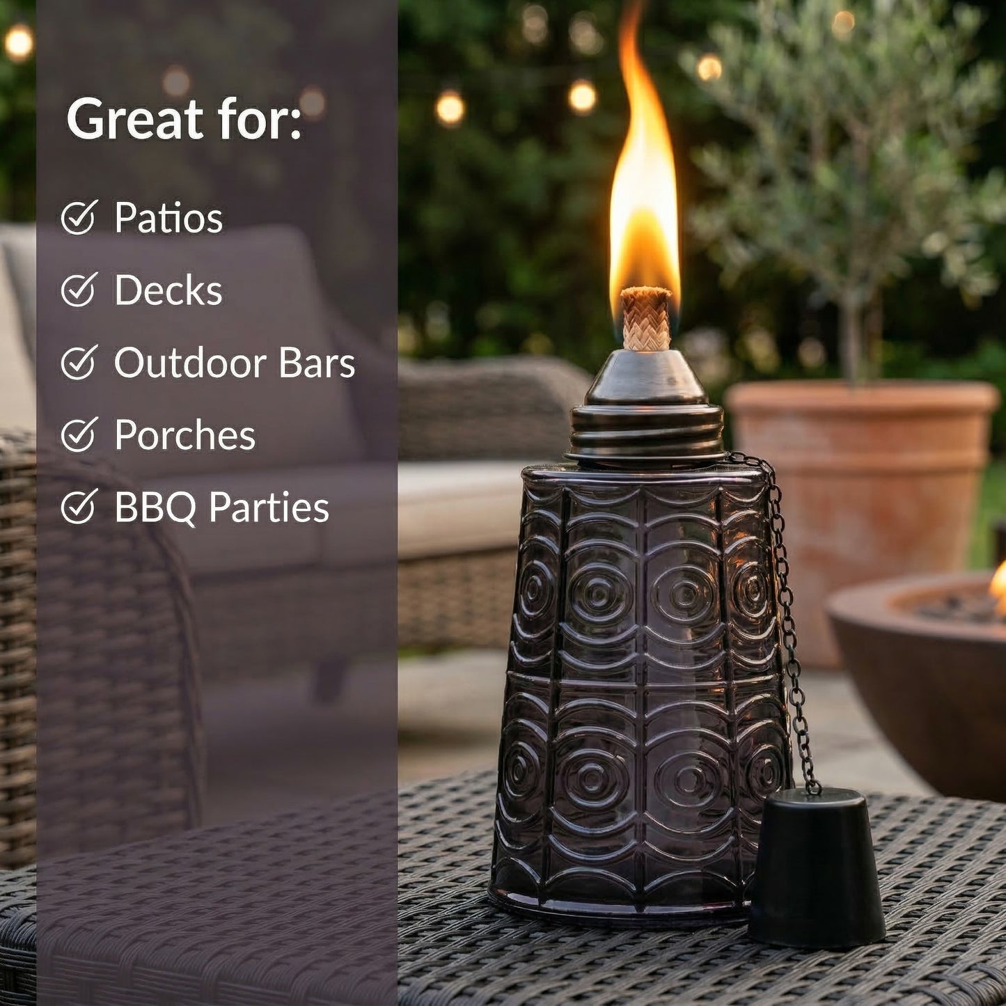 3pc Citronella Table Top Torches, Black