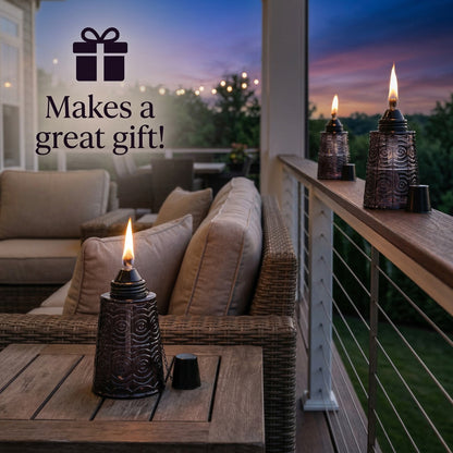 3pc Citronella Table Top Torches, Black