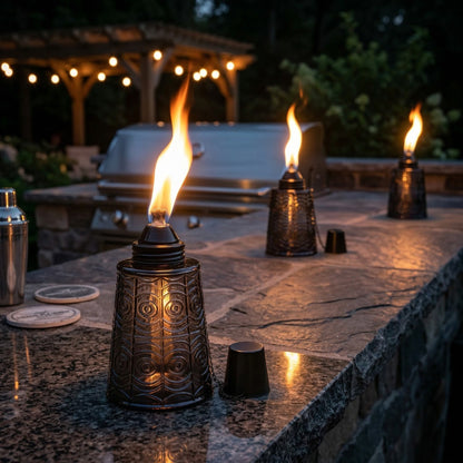 3pc Citronella Table Top Torches, Black